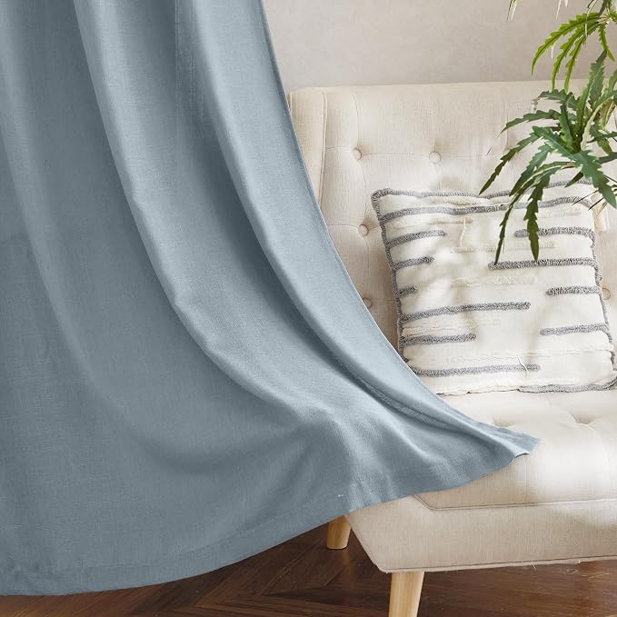 NICETOWN Linen Blend Mist Blue Curtains - Image 6