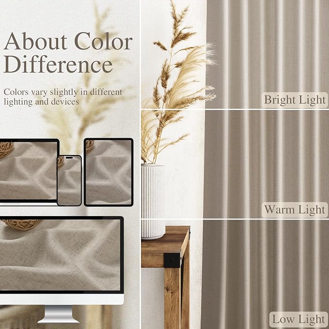 Cobblestone Linen Curtains for Living Room 126 Inches Long Light Filtering Semi - Image 3