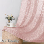 Lecloud Leia Blush Pink Sheer Curtains 90 Inches Long 2 Panels, Airy Leaf - Image 8