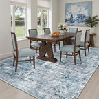 5x8 Area Rugs Blue/Grey Low Pile Indoor Washable Trendy Faded Style Rugs - Image 4