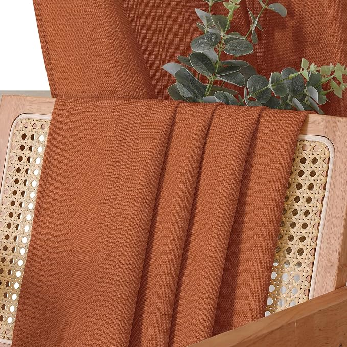 Chyhomenyc Orange Valance for Windows, Light Filtering Faux Linen Textured - Image 9