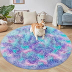5x5 ft Tie Dye Rainbow Round Rug - Image 5