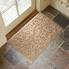 Beige Leaves Outdoor Indoor Entrance Doormats, Absorbent Durable Heavy Duty - Image 3