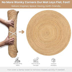 Hausattire Jute Braided Hand Woven Rug, 8 Feet Round – Natural, Boho Large Area - Image 9