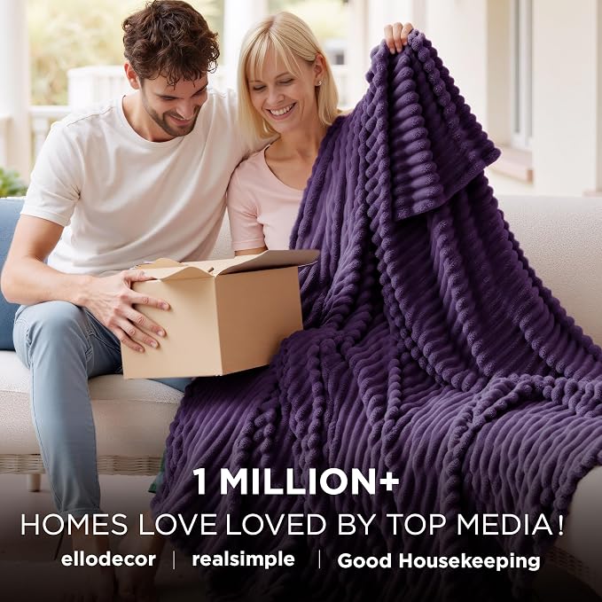 Bedsure GentleSoft Purple California King Size Blanket - Image 2