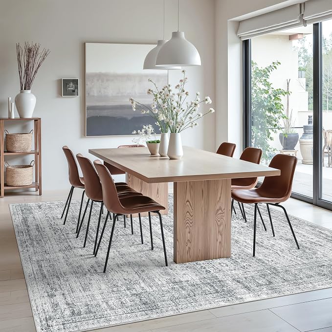 Area Rug 10x12 Vintage Washable Living Room Large Gray Carpet Non Slip Bedroom - Image 4