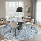 9x9 Blue/Grey Round Rug 9ft Living Room Circle Rug Vintage Round Area Rug Non - Image 4