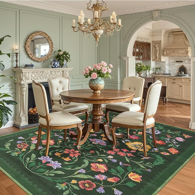 Washable Rug 8x10 Area Rugs for Living Room, Protea Floral Rug for Bedroom - Image 3