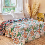 MSGKV Boho Throw Blanket for Bed Twin Size 100% Cotton Floral Blanket 60"x80" - Image 5