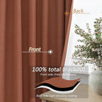 Guken Terracotta 100% Blackout Curtains 108 Inch Length 2 Panels Set Fall - Image 4