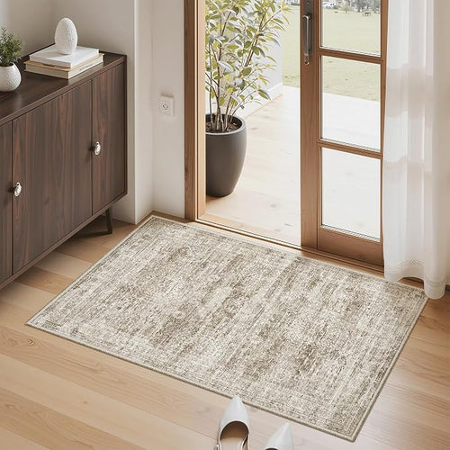 2x3 Washable Rugs for Kitchen, Powder Room Small Area Rug Non-Slip Vintage Low - Image 2