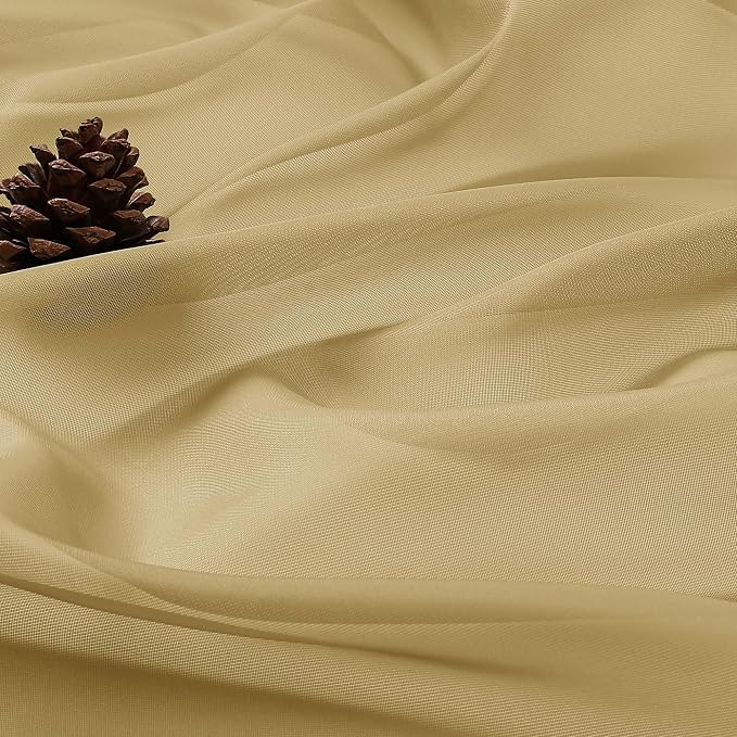 OWENIE Sheer Gold Curtains, Sheer Curtains 63 inch Length 2 Panels Set - Image 8