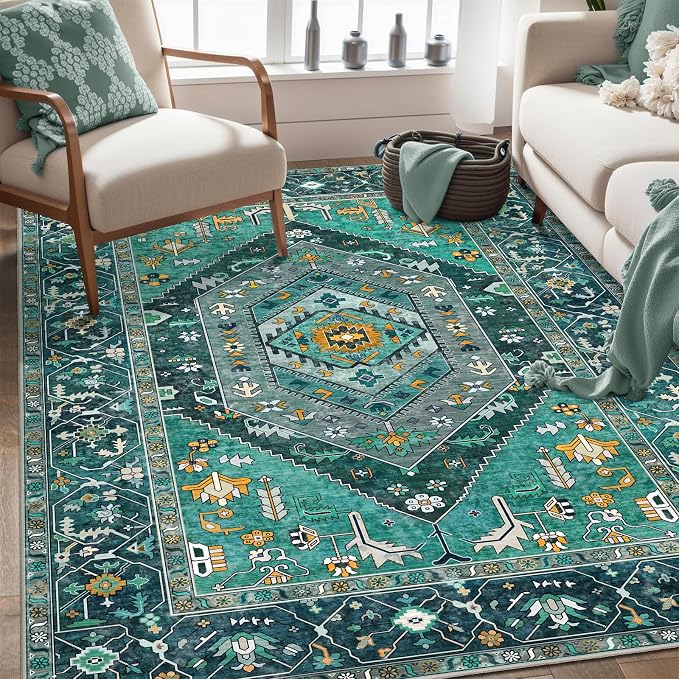 SERISSA Area Rug 3x5 Boho Teal Rugs - Image 5