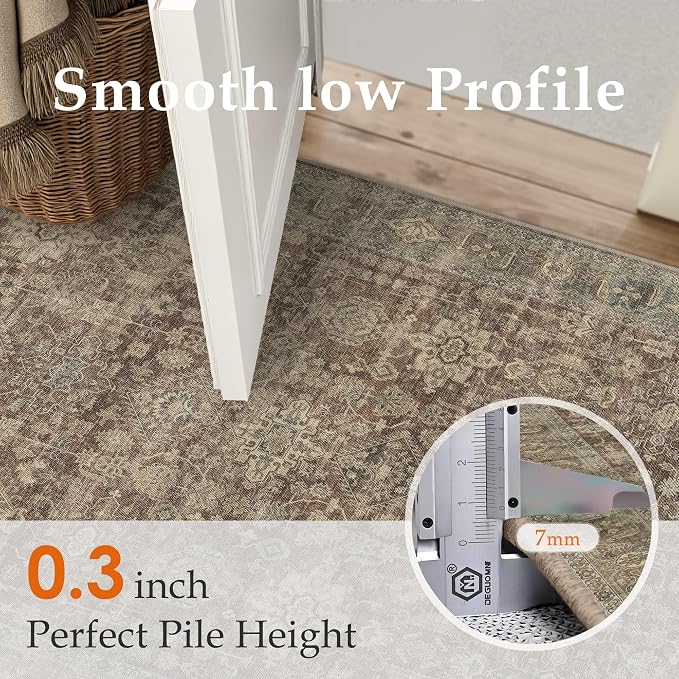 8x10 Washable Area Rug for Living Room Bedroom Vintage Rust Red Non Slip Carpet - Image 6