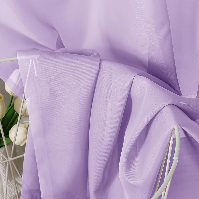 Aiyufeng Light Purple Sheer Curtain Panels Pair Sold 63 Inch Length, Light - Image 6