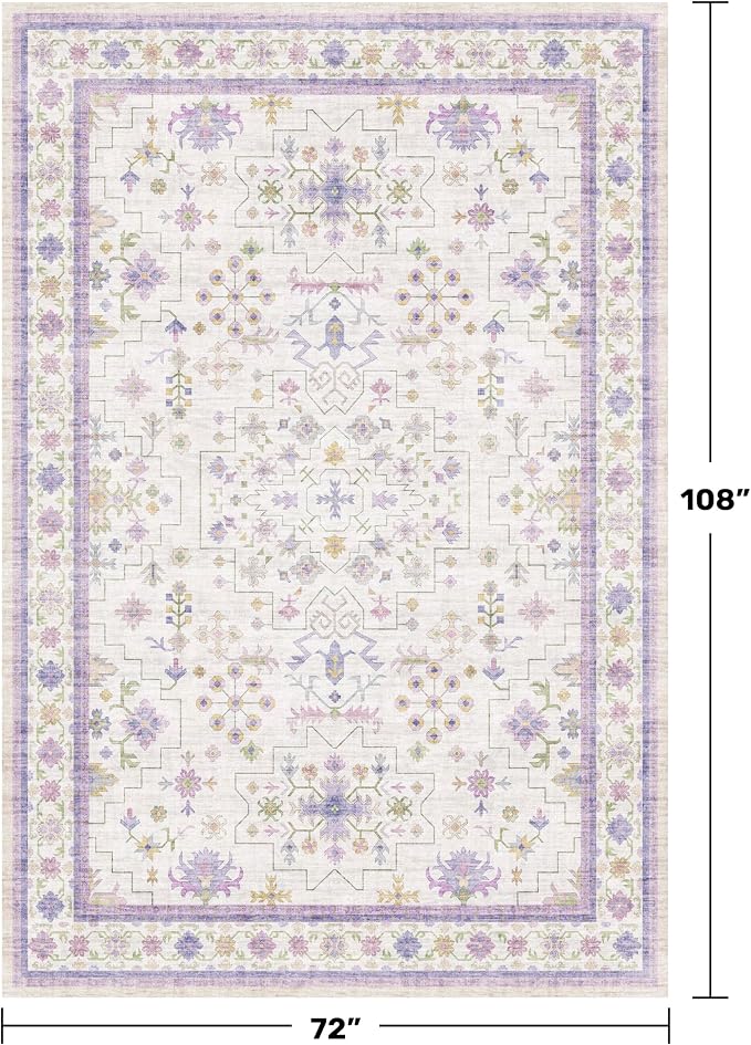 Hazo Haus 6x9 Lavender Rug for Bedroom, Kids Playroom, Non Slip Large Washable - Image 2