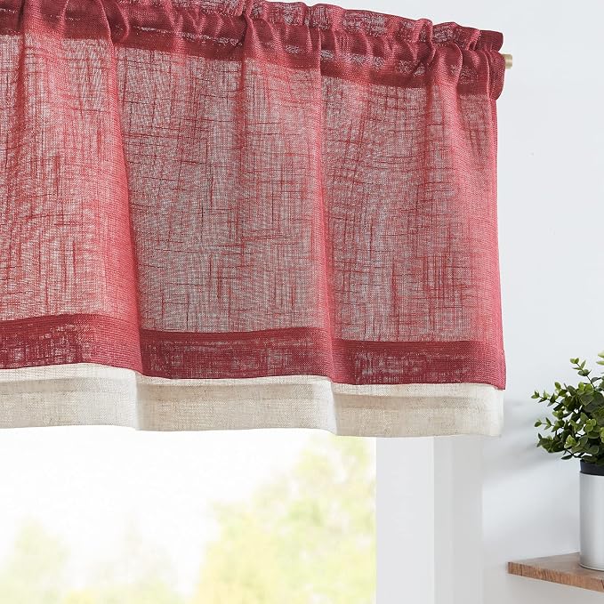 jinchan Linen Valance for Farmhouse Living Room Windows 16 Inch Slubbed Crossed by JINCHAN