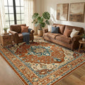 Area Rugs 5'x7' Washable Non-Slip, Floral Vintage Distress Print Pattern by RELEANY