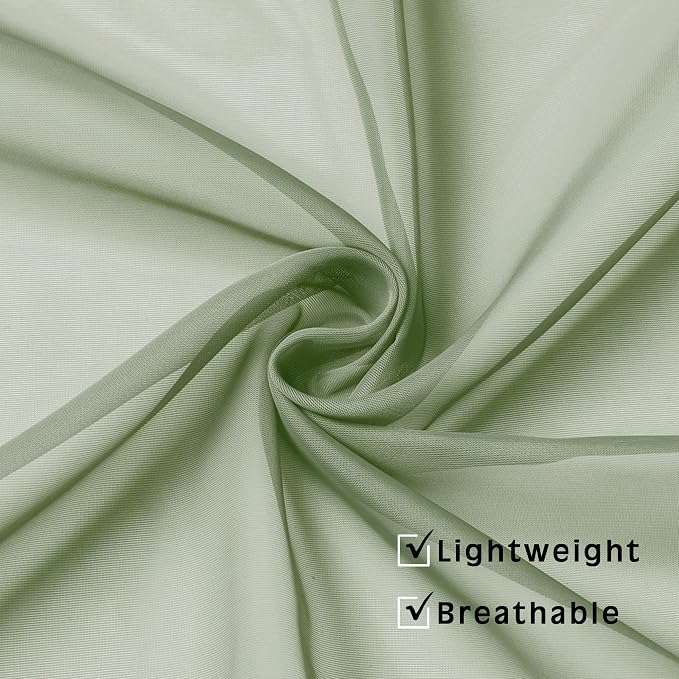 OVZME 2 Panels Window Sage Green Sheer Curtains 42" x 45" Inches - Image 4