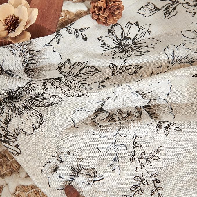 jinchan Pinch Pleated Curtains Floral Linen Blend Curtains - Image 5