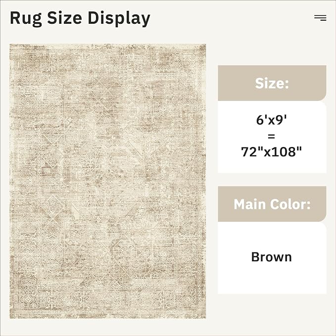 6x9 Area Rug for Living Room Floral Washable Non-Slip Modern Rugs for Bedroom - Image 4