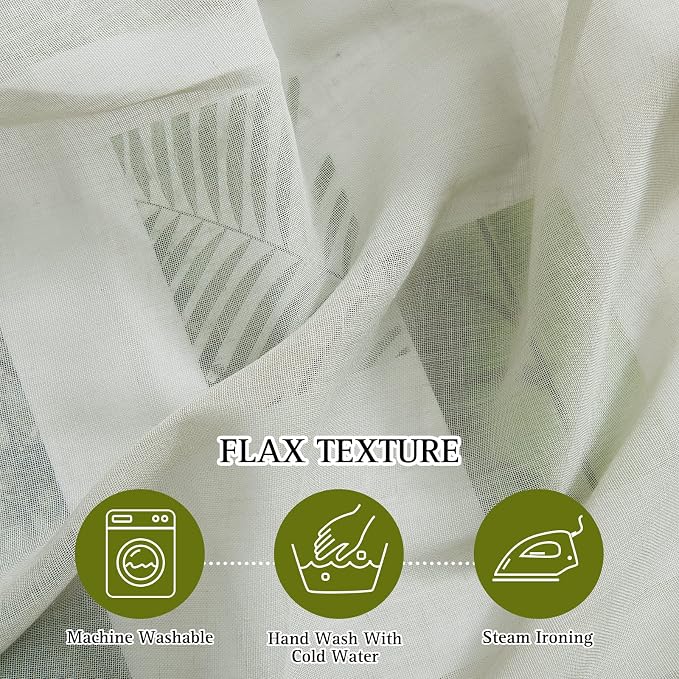 NICETOWN Linen Sheer sage green Curtains 84 inch Length - Image 5