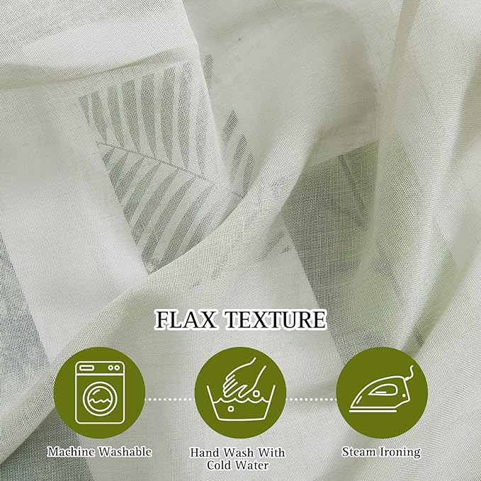 NICETOWN Sage Green Sheer Curtains 48 inches Long, Grommet Linen Blend Semi - Image 4