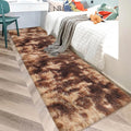 Super Soft Fluffy Living Room Area Rug 2x10 ft Tie-Dyed Brown Shaggy Furry by JiaoBaba