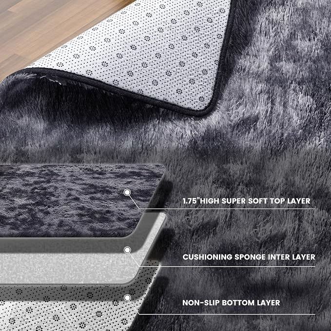 Shag Area Rugs for Living Room 5x7 Feet, Upgrade Anti-Skid Rectangular Cozy Rug - Image 4