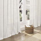 Cream Linen Curtains 84 Inch Length 2 Panels Back Tab Rod Pocket Semi Sheer - Image 6