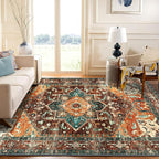 Yamaziot Area Rug 9x12 Large Rug, Non-Slip Washable Boho Vintage Living Room - Image 5