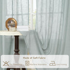 LAMIT Greyish Blue Linen Sheer Curtains 84 inch - Image 9