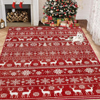 Christmas Rug 4x6 Washable Rugs, Boho Christmas Tree Snowflake Rug Non-Slip - Image 3