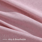 Nanspring Rose Linen Curtains 102 Inches Long 2 Panel Set Back Tab Rod Pocket - Image 4