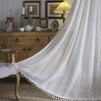 WAZZIO Boho Lace Curtains 72 Inches 2 Panel, Light Filtering Privacy Tassel & - Image 3