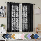 Simplebrand Black Semi Sheer Curtains 63 Inch Length 2 Panels, Light Filtering by Simplebrand