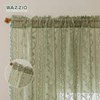 WAZZIO Boho Lace Curtains 2 Panels 84 Inch -Vintage Victorian Sheer Panel Drape - Image 8