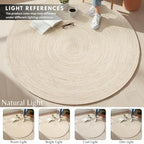 Hausattire Hand Woven Jute Braided Rug, 4’ Round – Off White, Reversible Boho - Image 8