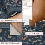 5x7 Navy Blue Boho Rugs for Living Room, Stain Resistant Non Slip Area Rug for - Image 5