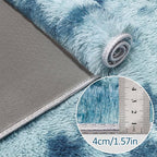 Super Soft Fluffy Living Room Area Rug 2x6 ft Tie-Dyed Light Blue Shaggy Furry - Image 5
