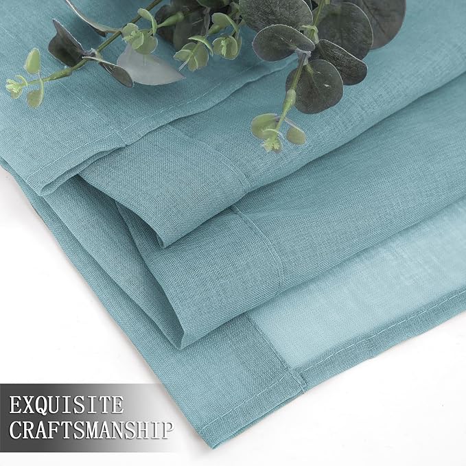 Tollpiz Short Sheer Curtain Linen Textured Bedroom Curtains Sheer Light - Image 7