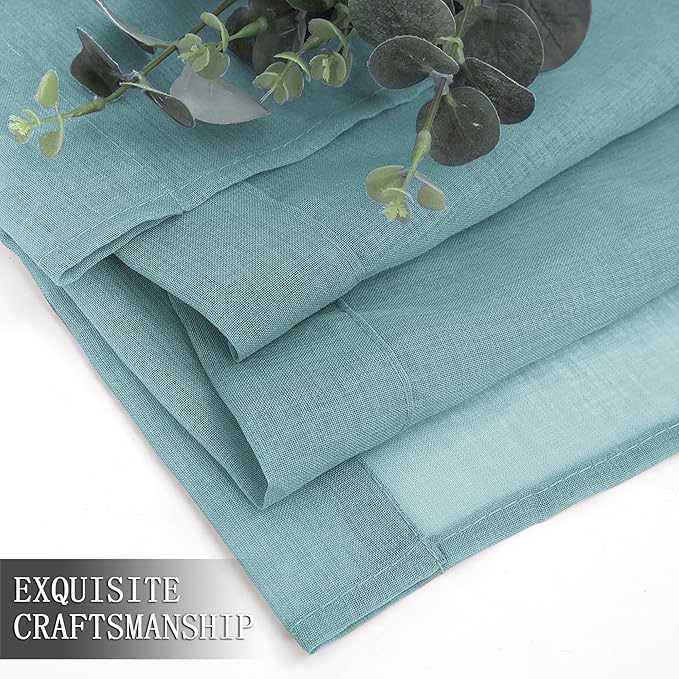 Tollpiz Short Sheer Curtains Linen Textured Living Room Curtain Sheers Light - Image 7