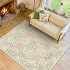 Washable Beige Green 5x8 Area Rug by HazoHaus