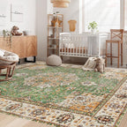 Area Rug 6x9 Washable Rug, Vintage Boho Medallion Rugs Non-Slip Soft Low Pile - Image 3
