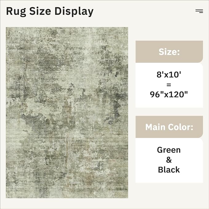 Abstract Rug 8x10 Large Living Room Neutral Modern Washable Area Rugs - Image 5