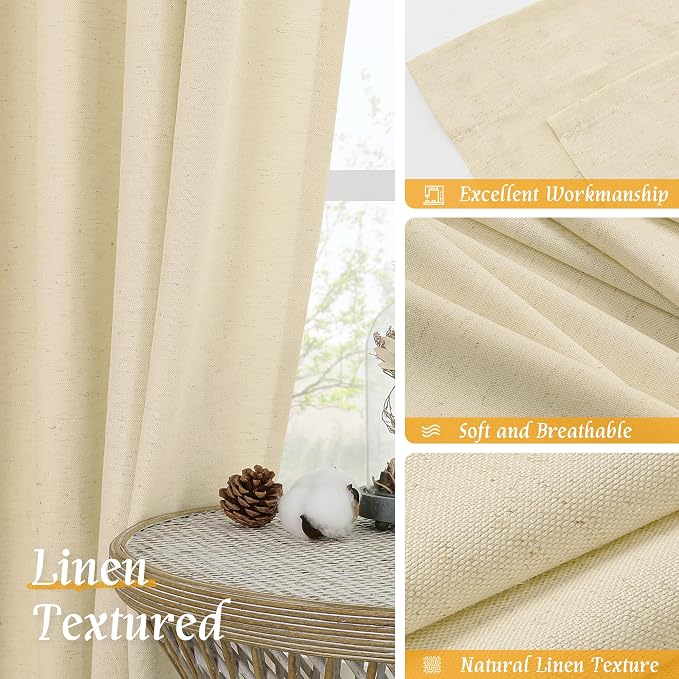 LAMIT Beige Linen Curtains 84 inches - Image 7