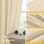 LAMIT Beige Linen Curtains for Small Windows, 45 Inches Long 2 Panels Light - Image 7