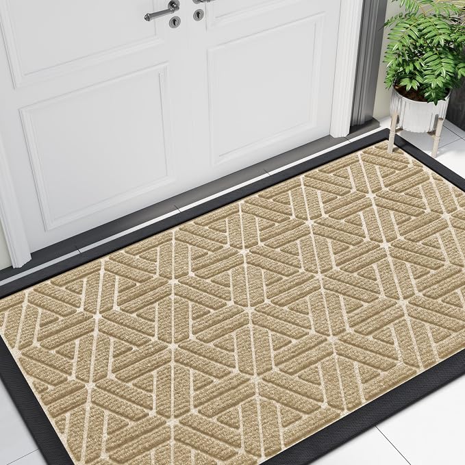 Smiry Front Door Mat Outside Entrance, Heavy Duty Sturdy Natural Rubber Doormat by Smiry
