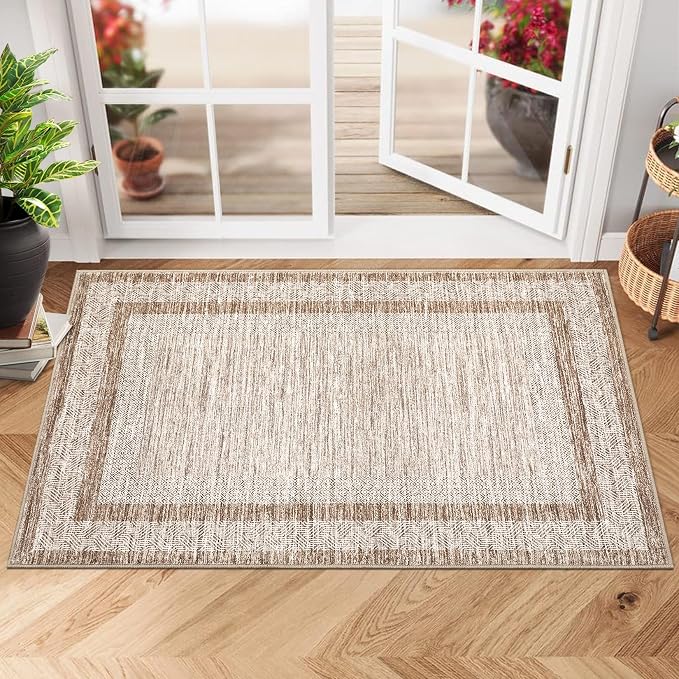 GarveeHome Modern Geometric Area Rug 2x3 Distressed Bordered Washable Non Slip by GarveeHome
