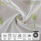 AmHoo 2 Panels Embroidered Leaf Pattern Semi Sheer Curtains Foliage Floral - Image 4